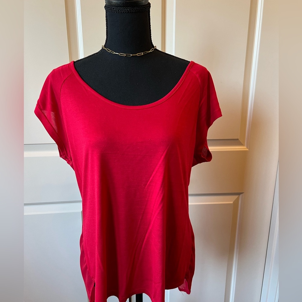 Sheer Back Short Sleeve Top